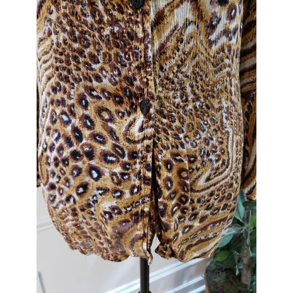 MPH Collection Womens Brown 100% Rayon Collared Long Sleeve Button Down Shirt 2X - Picture 3 of 13